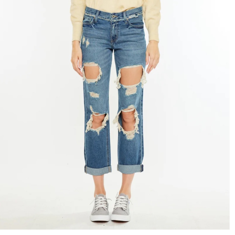 NWT Kancan Noel Mid Rise Boyfriend Jeans Sz: 5/26 - Picture 5 of 16